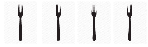 Two forks are shown side by side on a white background.