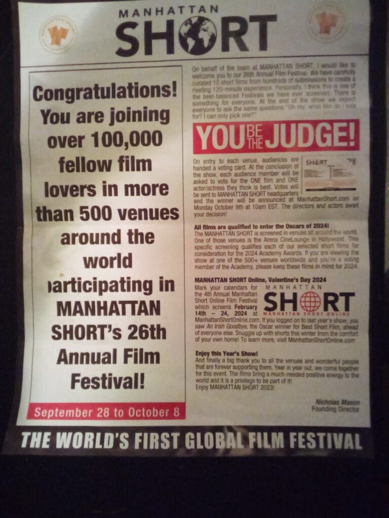 A newspaper ad for the 2 0 th annual short film festival.