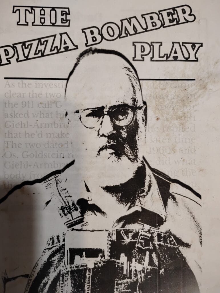 The Pizza Bomber Play" cover illustration.