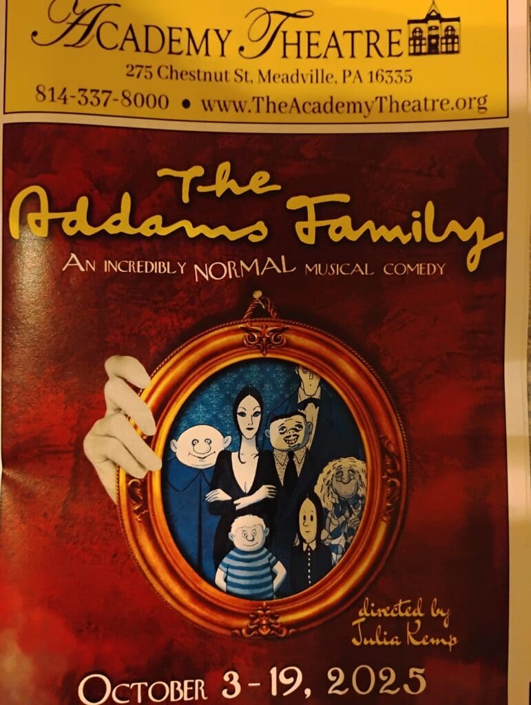 The Addams Family musical poster, October 2025.