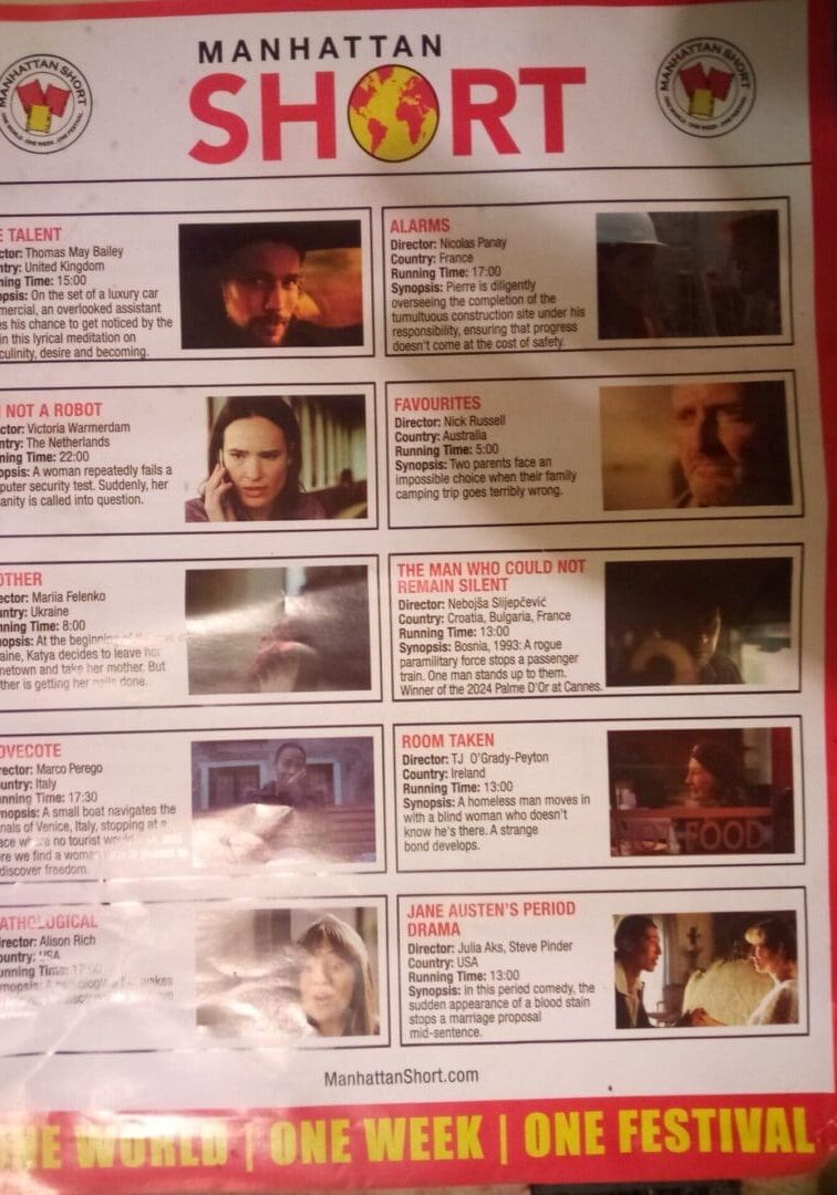 Manhattan Short film festival poster with descriptions.